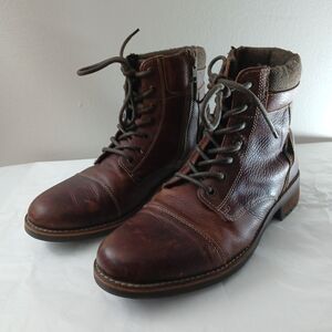 Four Brothers Men's Rugged Brown Leather Boots Sz 10 Preowned Distressed Brody